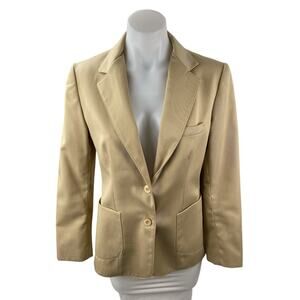 Boston Traveler Beige Notch Collar Button Long Sleeve Blazer Coat Jacket Size 8